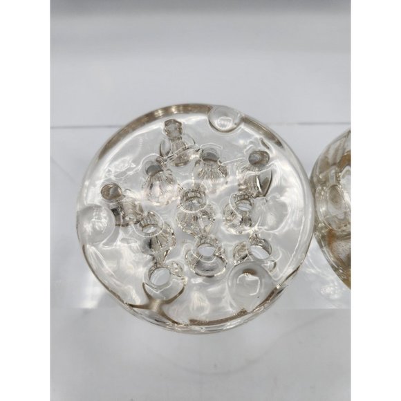 Vintage Clear Glass Flower Frog For Floral Arrangements 11 Holes 3" - Picture 6 of 7